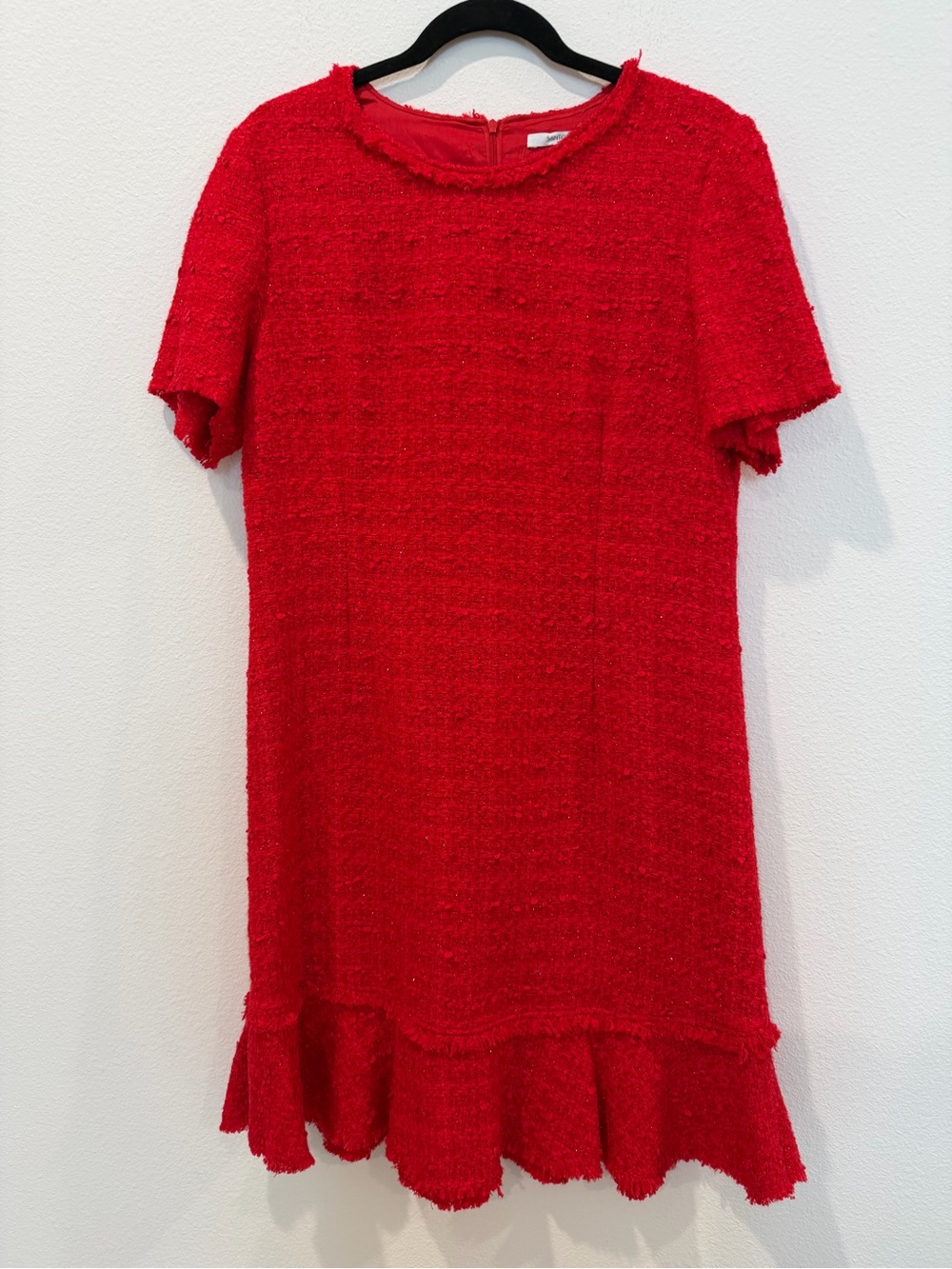 Santorelli Red Textured Short-Sleeve Dress Jacket